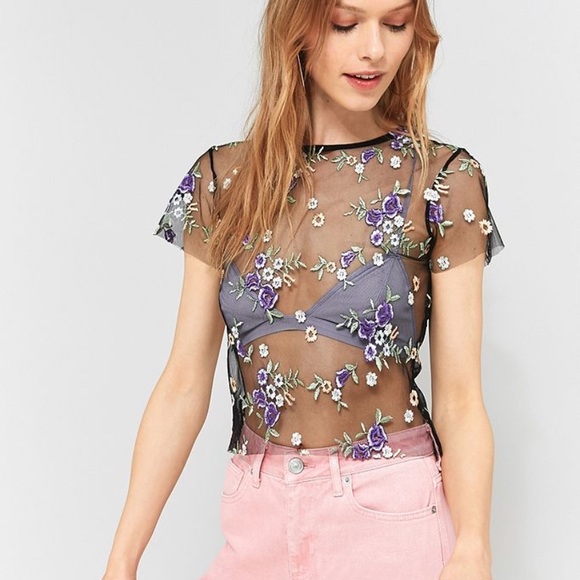 Urban Outfitters Tops - Urban Outfitters Kimchi Floral Mesh Top. 💐